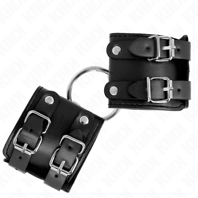 Kink – Feste Handgelenkfesseln mit Ring und Nieten Verstellbar Schw...
