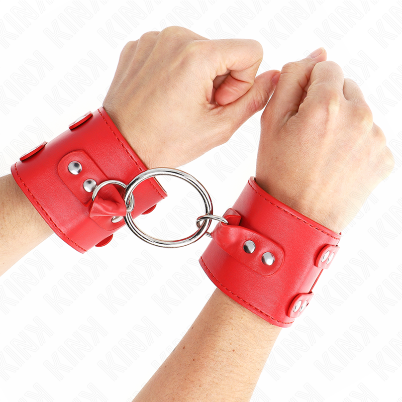 Kink Feste Handgelenkfesseln mit Ring und Nieten Verstellbar Rot...
