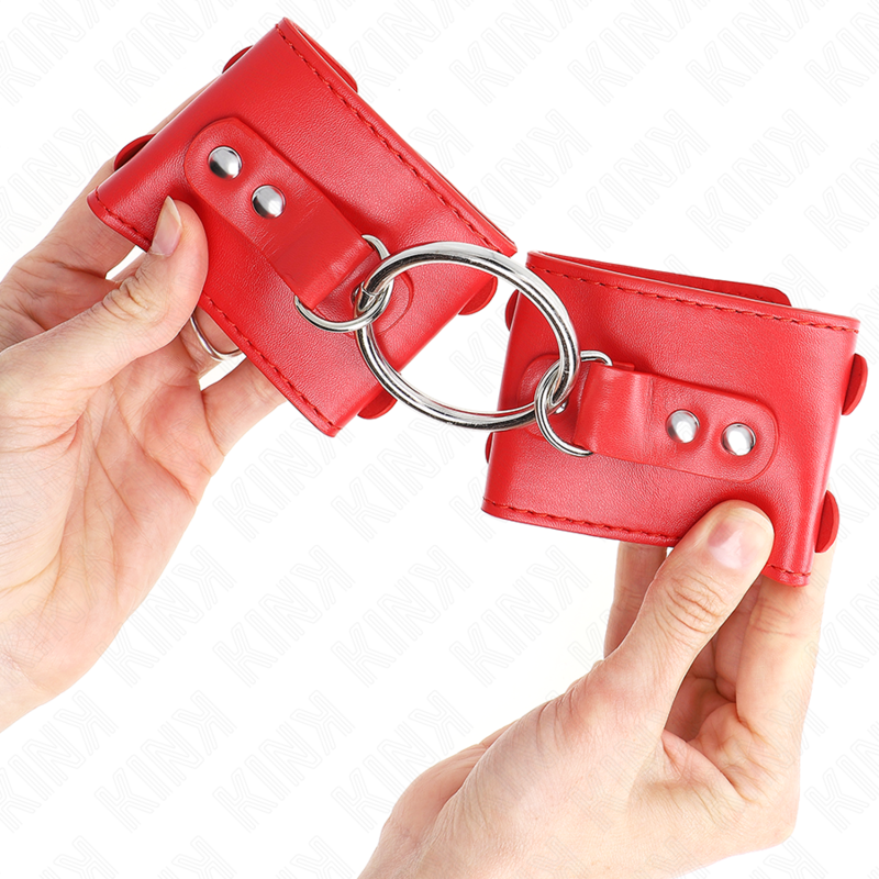 Kink Feste Handgelenkfesseln mit Ring und Nieten Verstellbar Rot...