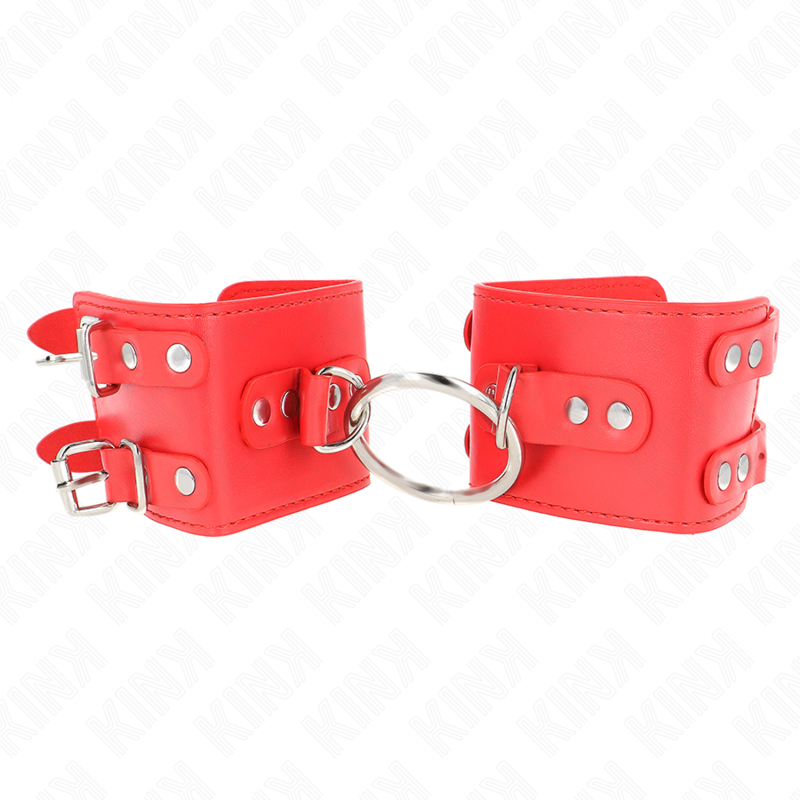 Kink Feste Handgelenkfesseln mit Ring und Nieten Verstellbar Rot...
