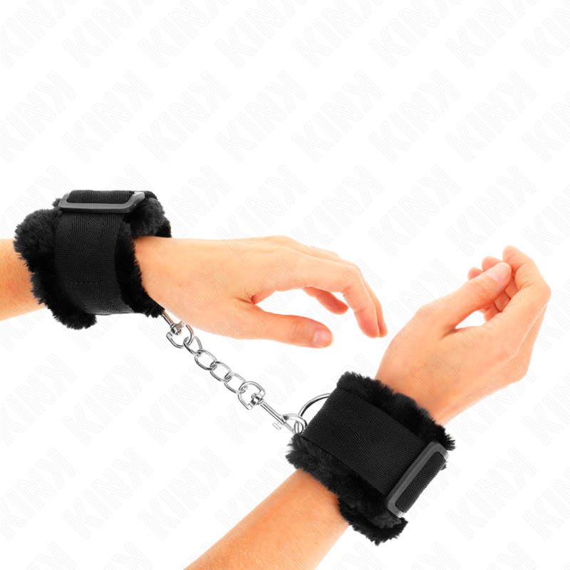 Kink – Pelzgefütterte Handgelenkfesseln Schwarz Verstellbar 17-31 C...