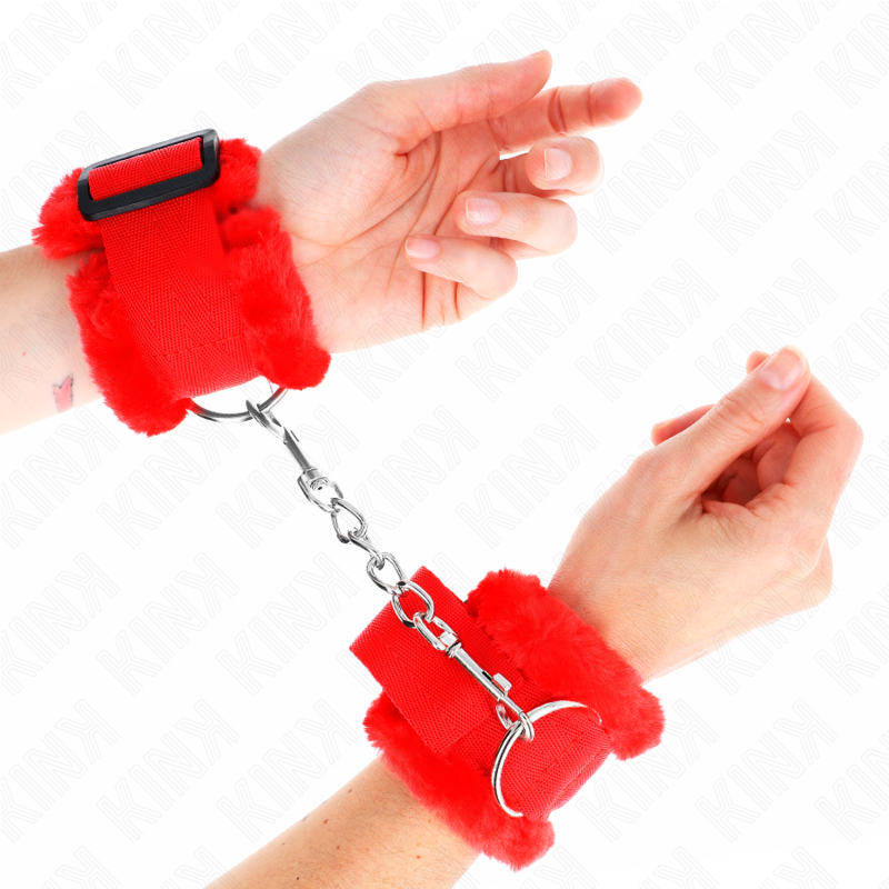 Kink – Pelzgefütterte Handgelenkfesseln Rot Verstellbar 17-31 Cm x...