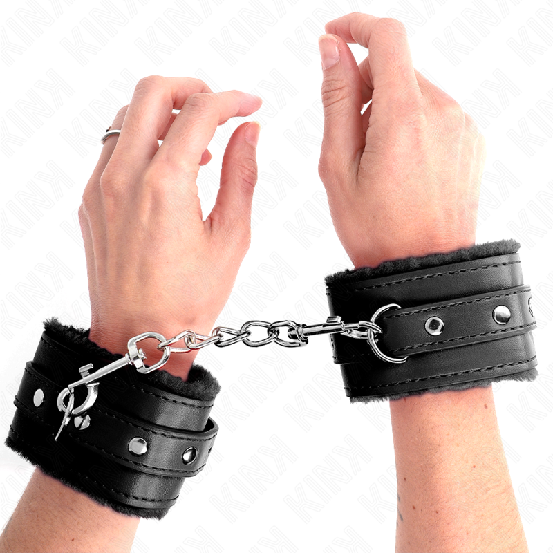 Kink – Premium Pelzgefütterte Handgelenkfesseln Schwarz mit Schwarz...