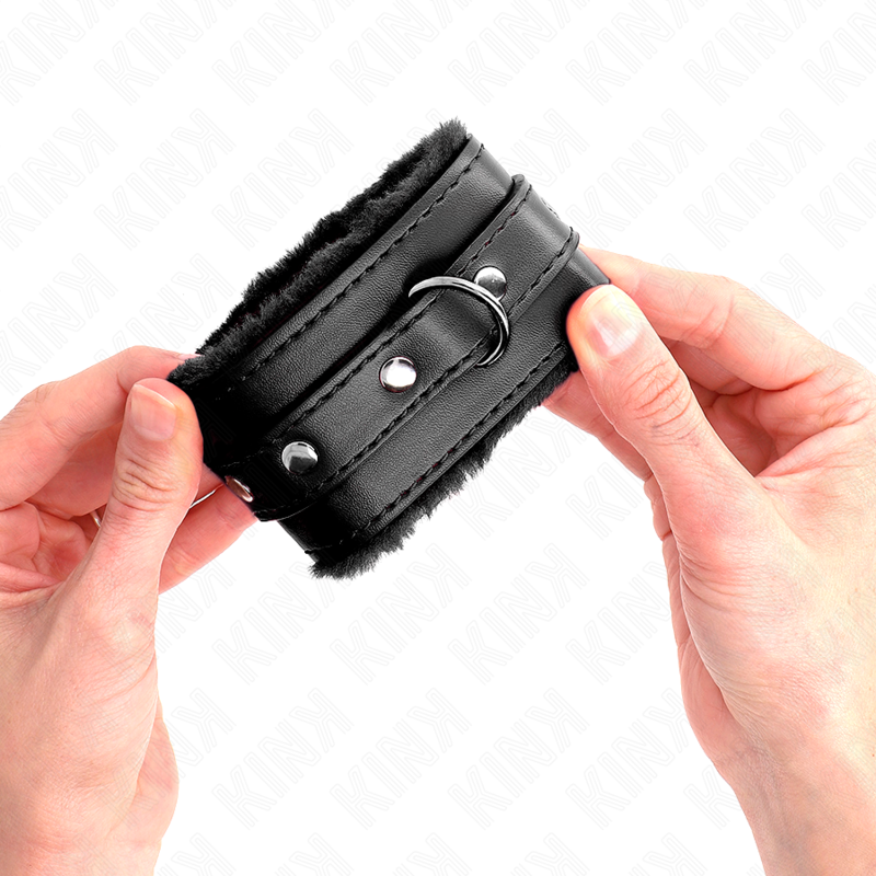Kink – Premium Pelzgefütterte Handgelenkfesseln Schwarz mit Schwarz...