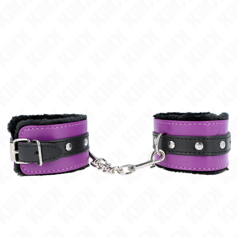 Kink – Premium Pelzgefütterte Handgelenkfesseln Schwarz mit Lila /...
