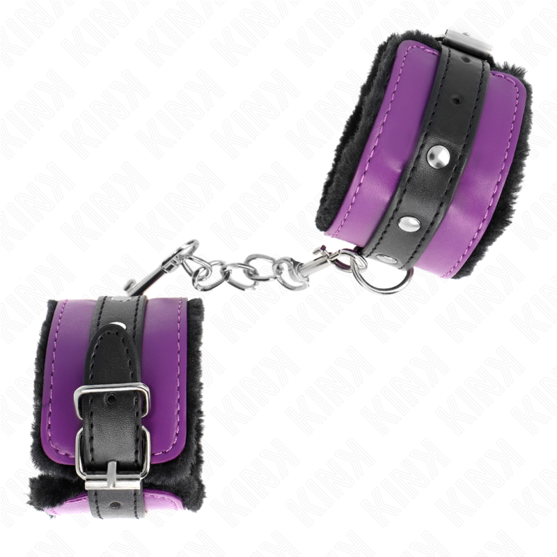 Kink – Premium Pelzgefütterte Handgelenkfesseln Schwarz mit Lila /...