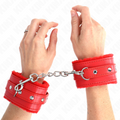Kink – Premium Pelzgefütterte Handgelenkfesseln Rot mit Rotem Gürte...