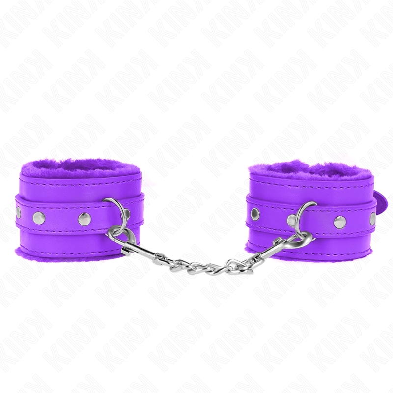 Kink – Premium Pelzgefütterte Handgelenkfesseln Lila mit Lila Gürte...