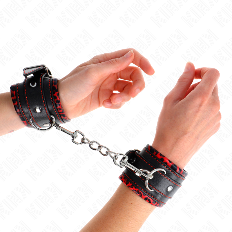 Kink – Pelzgefütterte Handgelenkfesseln Rot/schwarz Verstellbar 17-...