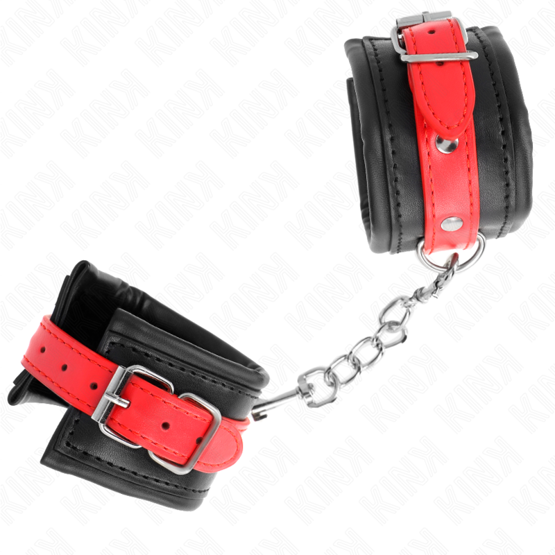 Kink – Handgelenkfesseln Schwarz mit Rotem Gürtel Verstellbar 17-28...