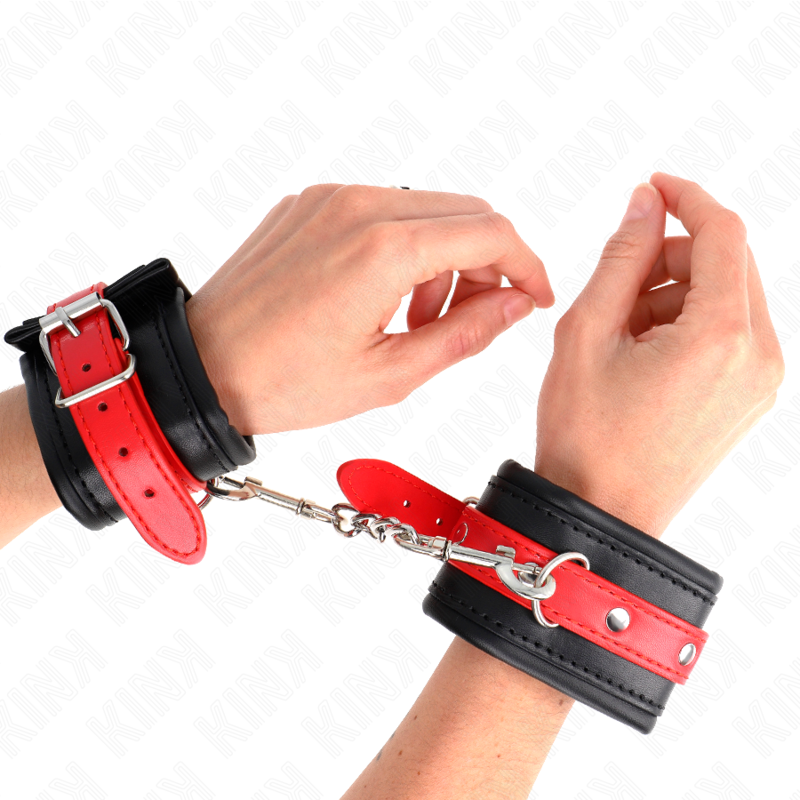 Kink – Handgelenkfesseln Schwarz mit Rotem Gürtel Verstellbar 17-28...