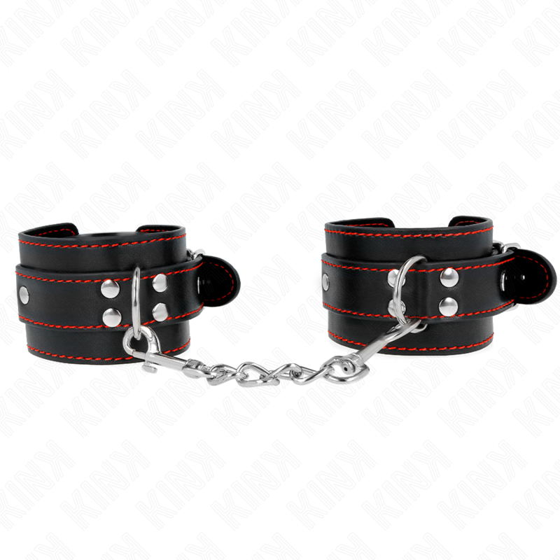 Kink – Handgelenkfesseln Schwarz mit Rotem Futter Verstellbar 20-28...