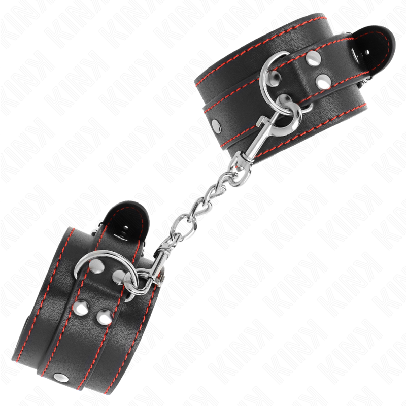 Kink – Handgelenkfesseln Schwarz mit Rotem Futter Verstellbar 20-28...