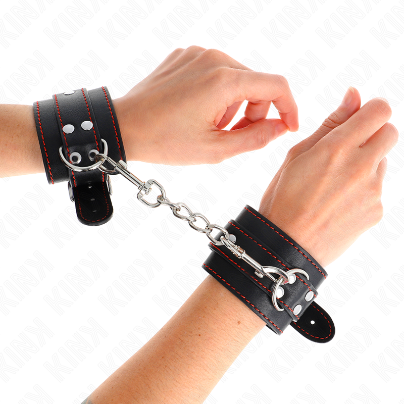 Kink – Handgelenkfesseln Schwarz mit Rotem Futter Verstellbar 20-28...