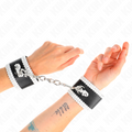Kink Schwarze Handgelenkfesseln mit Weisser Dekorierter Spitze,