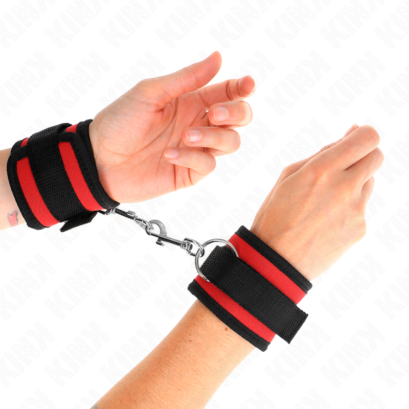 Kink – Nylon Bind-Handhandfesseln mit Klettverschluss Rot-Schwarz M...