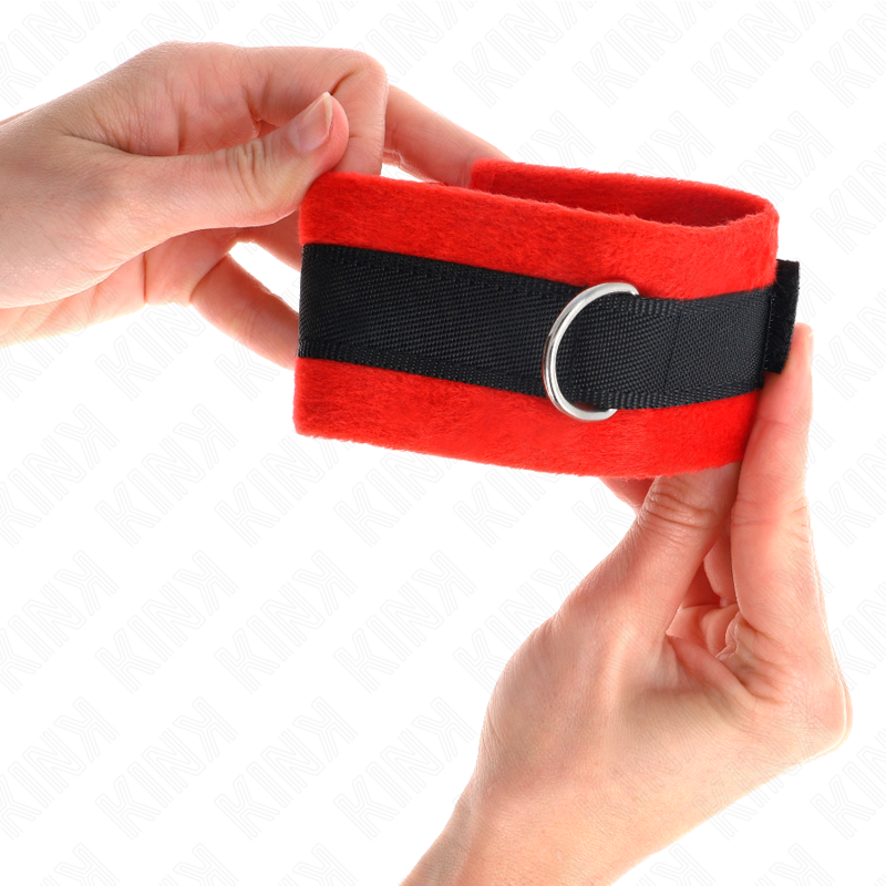 Kink – Beginner Pelzhandmanschetten Schwarz-Rot 30 x 7 Cm
