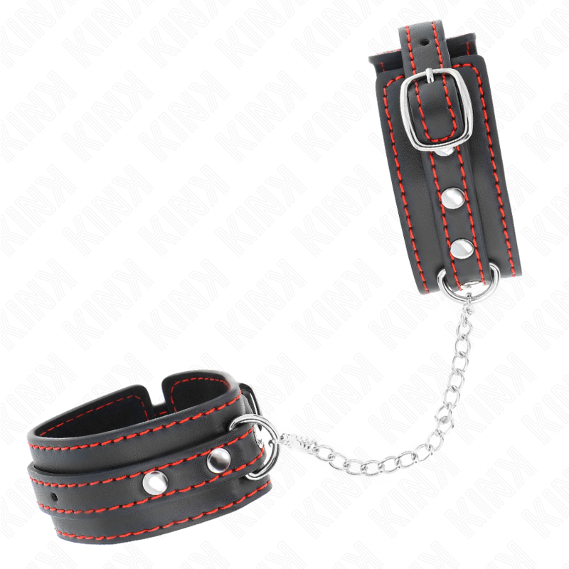 Kink – Kleine Handgelenksfesseln Schwarz mit Rotem Futter Verstellb...