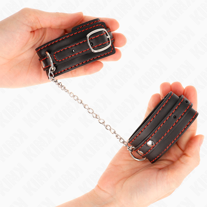 Kink – Kleine Handgelenksfesseln Schwarz mit Rotem Futter Verstellb...