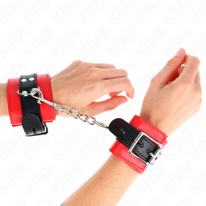 Kink – Handgelenkfesseln Rot mit Schwarzem Gürtel Verstellbar 17-28...