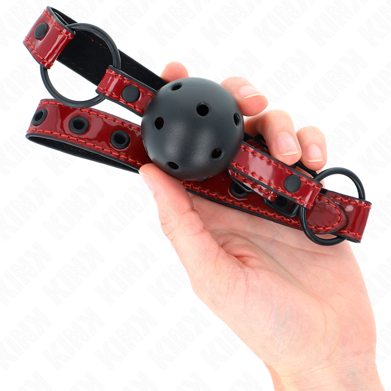 Kink – Glänzender Kunstlederball 4,5 Cm Knebel 63,5 x 2 Cm Verstell...
