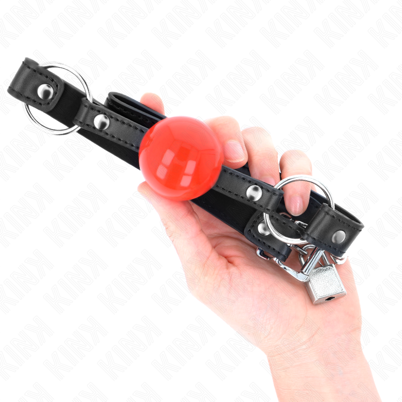 Kink – Ball 4 Cm Knebel mit Schloss Roter Ball Schwarzer Gurt 60 x...