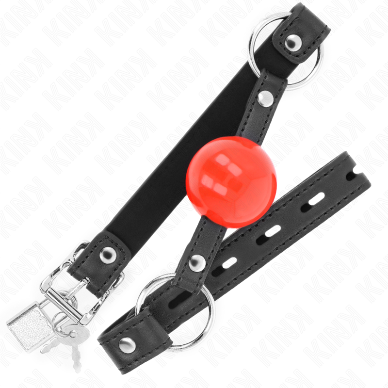 Kink – Ball 4 Cm Knebel mit Schloss Roter Ball Schwarzer Gurt 60 x...