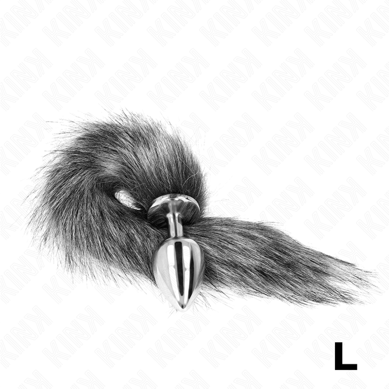 Kink – Anal Plug Grösse L 10 x 4 Cm mit Kunststoffschwanz 40 Cm Grau