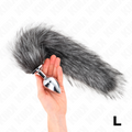 Kink – Anal Plug Grösse L 10 x 4 Cm mit Kunststoffschwanz 40 Cm Grau