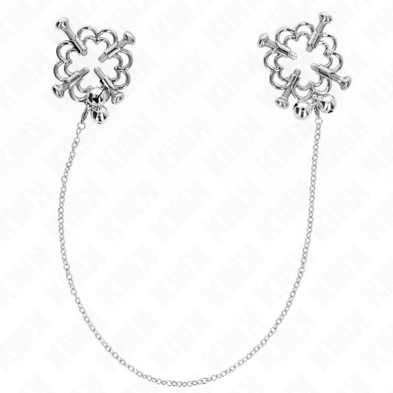 Kink – Metallische Blumen-Nippelklammern mit Kette