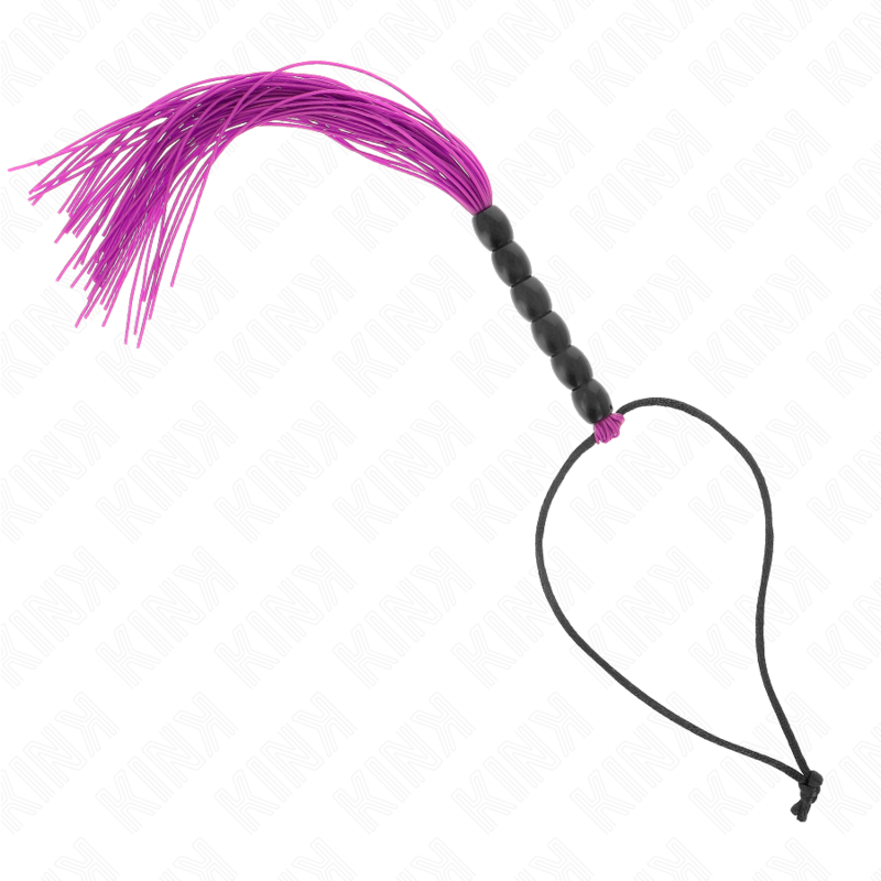 Kink – Mini Silikonpeitsche mit 6 Lila Perlen 26 Cm