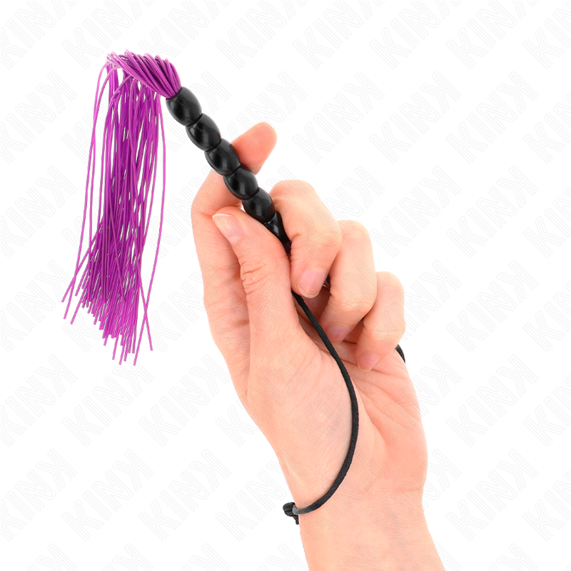 Kink – Mini Silikonpeitsche mit 6 Lila Perlen 26 Cm