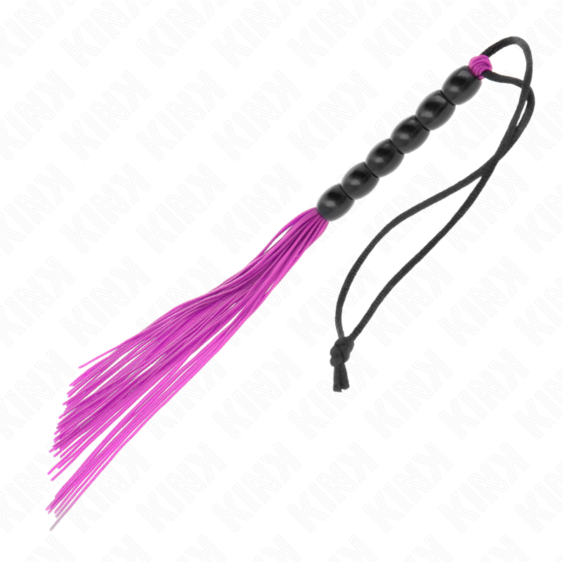 Kink – Mini Silikonpeitsche mit 6 Lila Perlen 26 Cm
