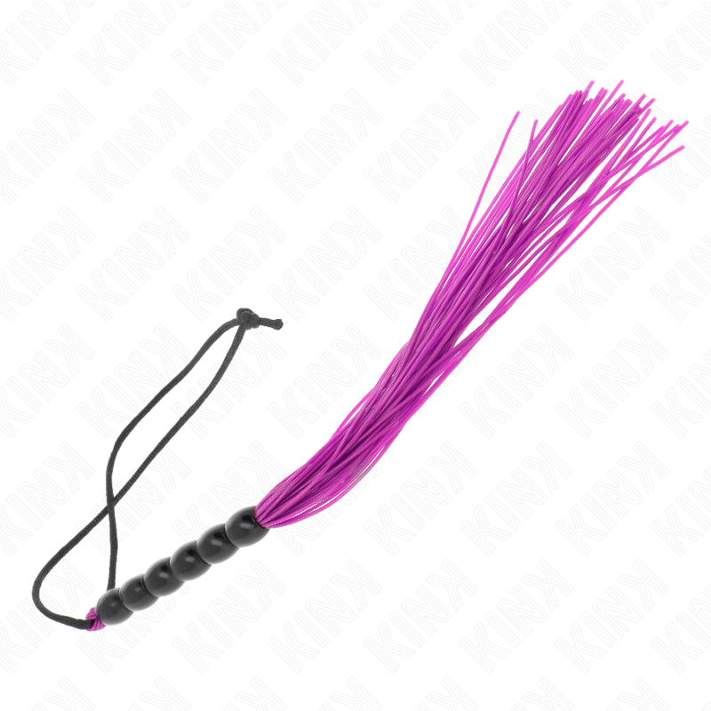 Kink – Mini Silikonpeitsche mit 6 Lila Perlen 26 Cm