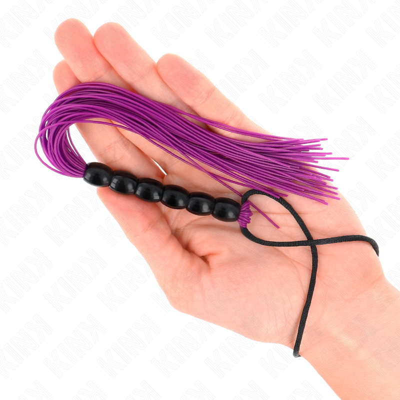 Kink – Mini Silikonpeitsche mit 6 Lila Perlen 26 Cm