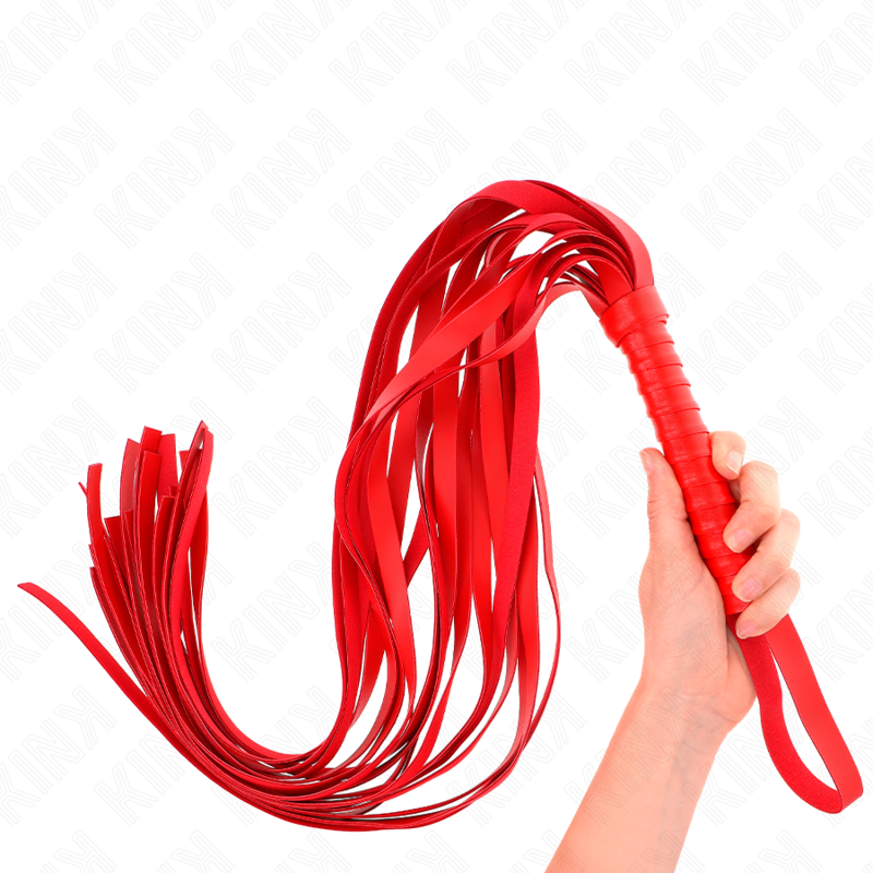 Kink – Rote Peitsche mit Kurzem Griff und Langem Schwanz 70 Cm