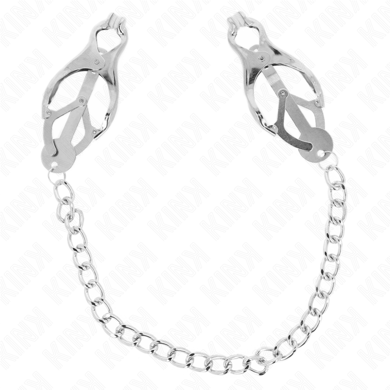 Kink – Japanische Kleeblatt-Nippelklammern mit Kette Silber 30 Cm