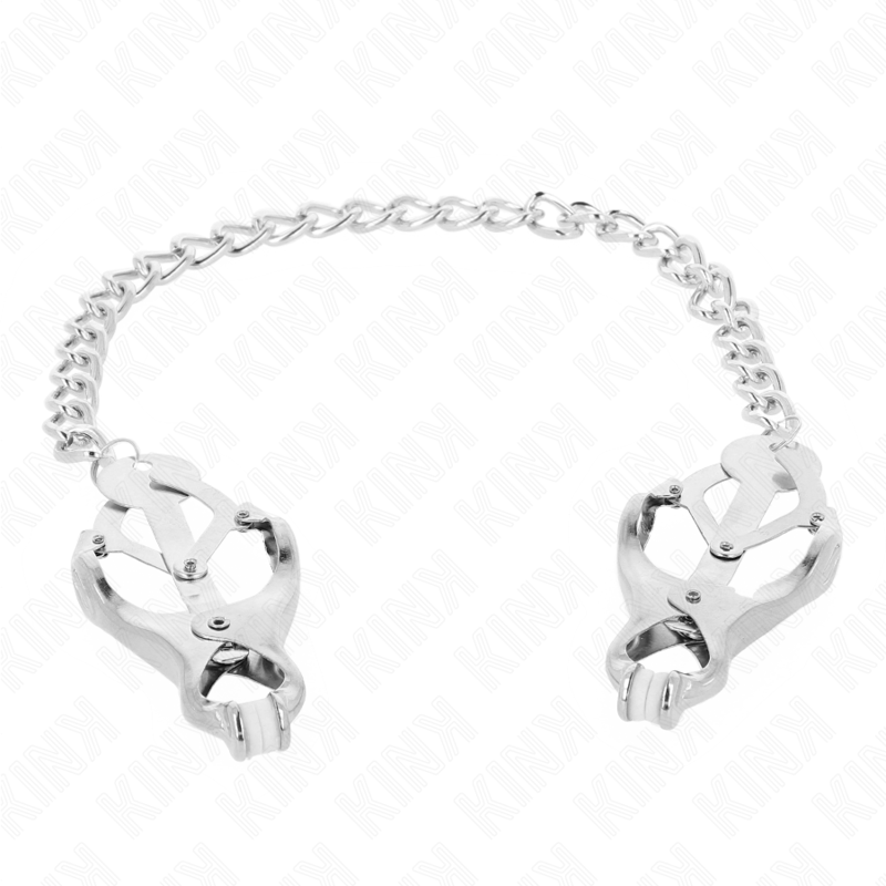 Kink – Japanische Kleeblatt-Nippelklammern mit Kette Silber 30 Cm