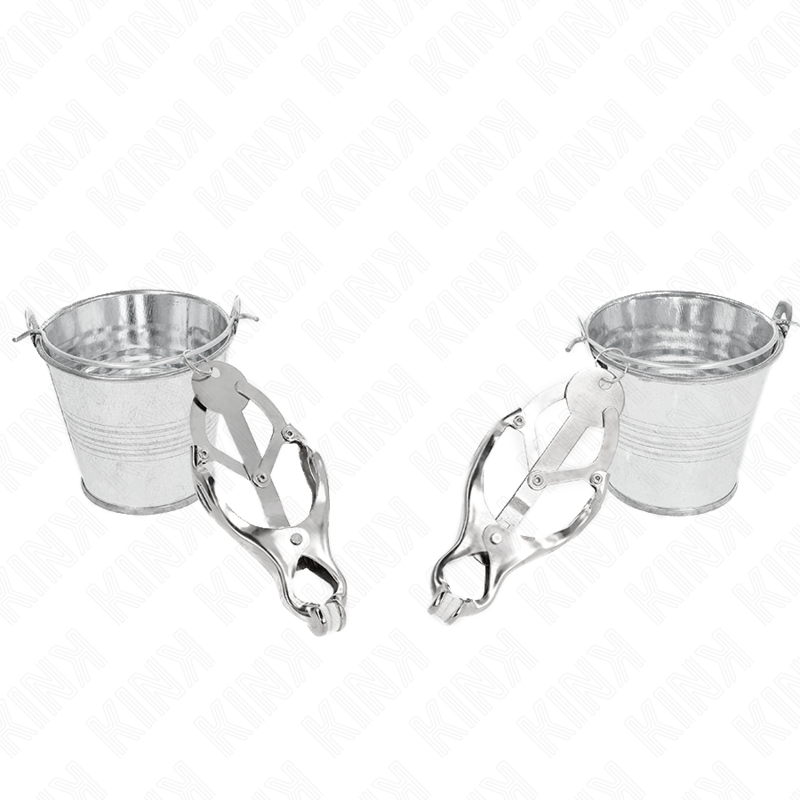 Kink – Japanische Kleeblatt-Nippelklammern mit Eimer Silber