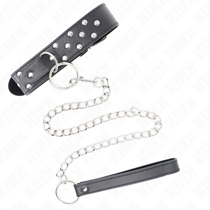 Kink – Ring Nieten Band Halskette mit Gürtel 65 Cm Schwarz Verstell...