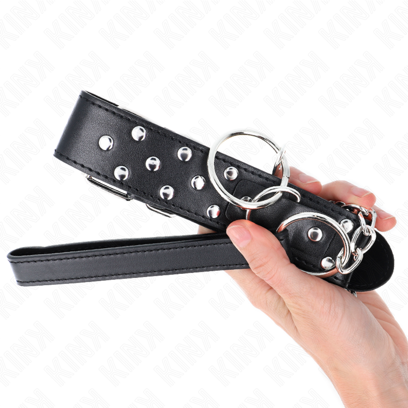 Kink – Ring Nieten Band Halskette mit Gürtel 65 Cm Schwarz Verstell...