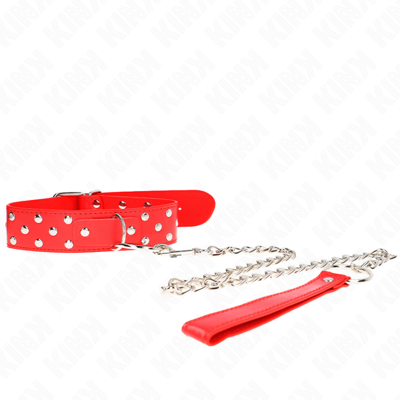 Kink – Ring Nieten Band Halskette mit Gürtel 65 Cm Rot Verstellbar...