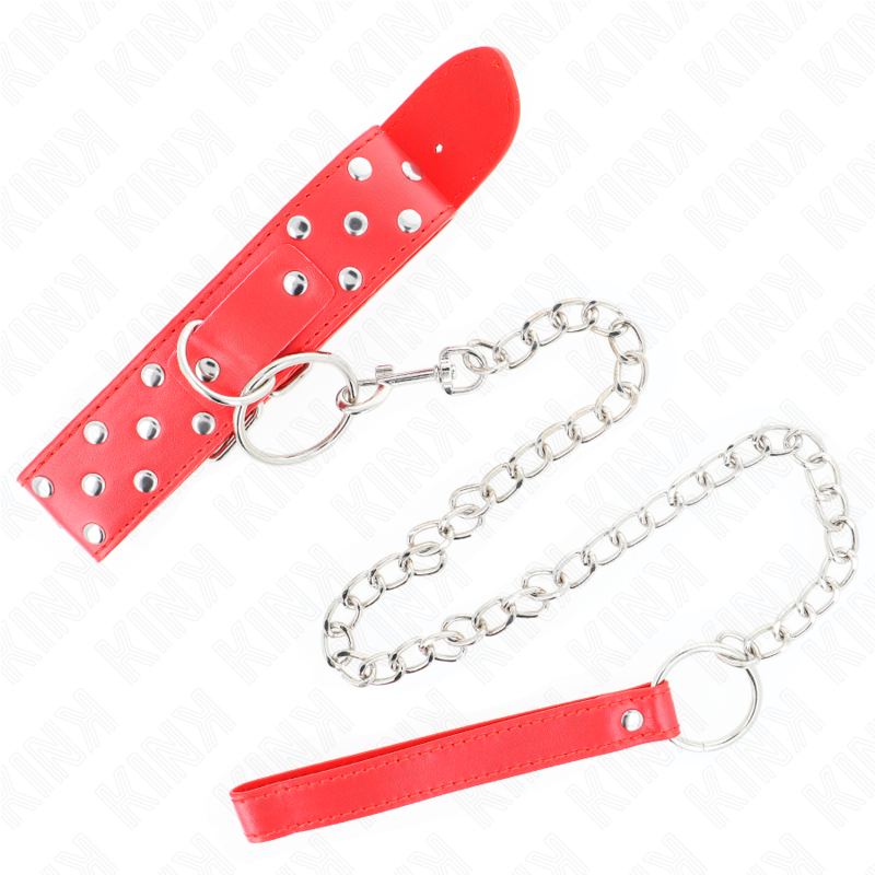 Kink – Ring Nieten Band Halskette mit Gürtel 65 Cm Rot Verstellbar...
