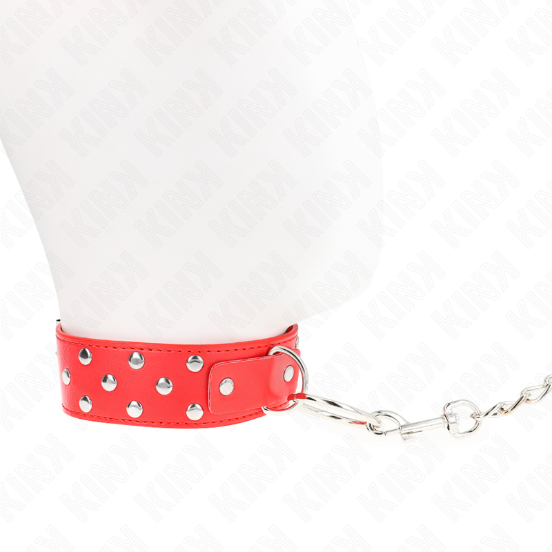 Kink – Ring Nieten Band Halskette mit Gürtel 65 Cm Rot Verstellbar...