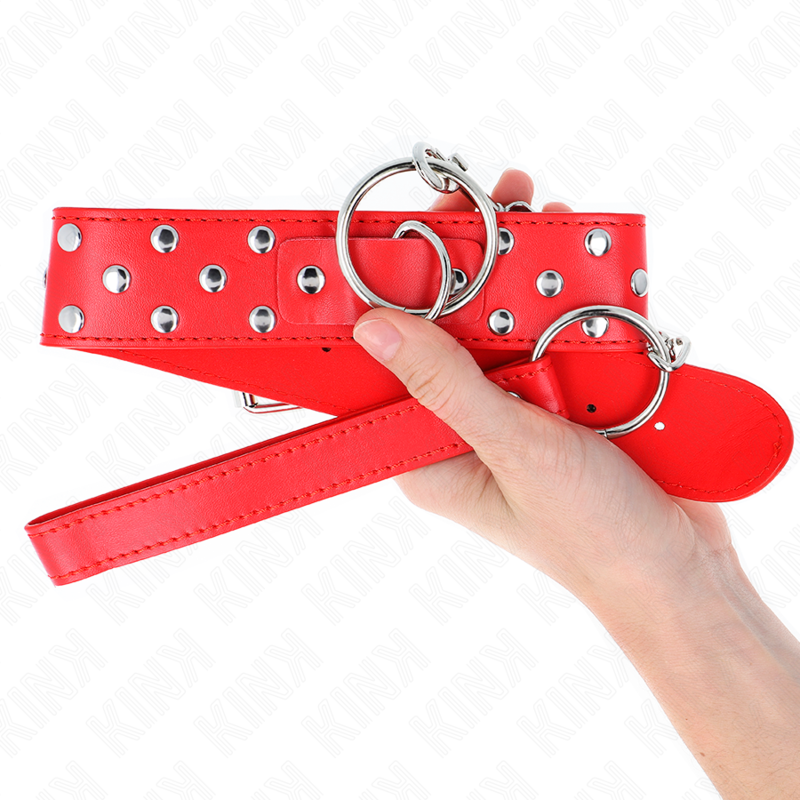 Kink – Ring Nieten Band Halskette mit Gürtel 65 Cm Rot Verstellbar...