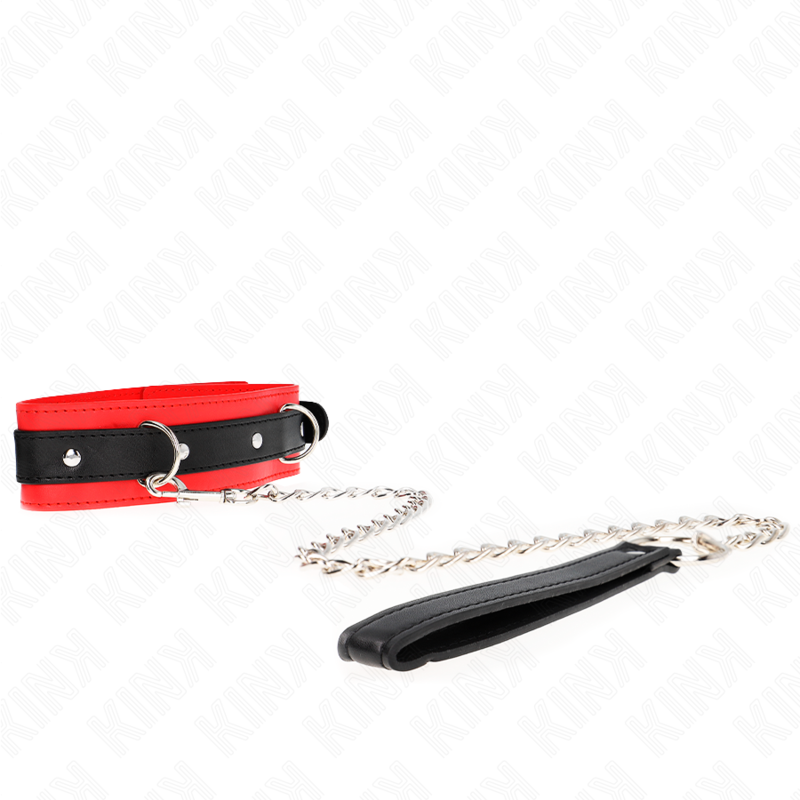 Kink – Basismodell Halsband mit Leine 65 Cm Modell 3 Rot 53 x 5 Cm