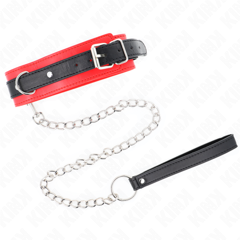 Kink – Basismodell Halsband mit Leine 65 Cm Modell 3 Rot 53 x 5 Cm