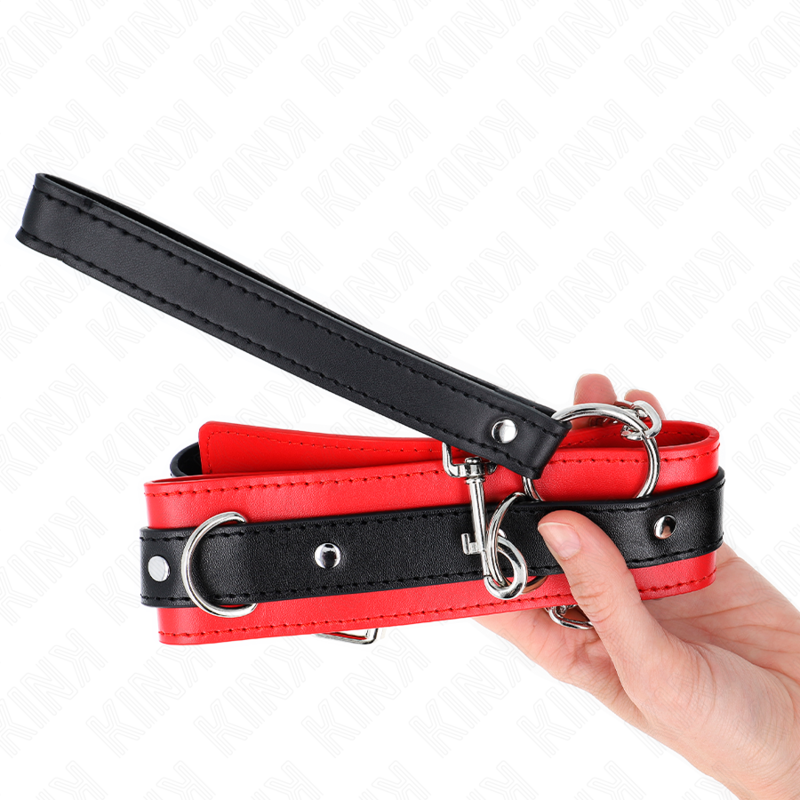 Kink – Basismodell Halsband mit Leine 65 Cm Modell 3 Rot 53 x 5 Cm