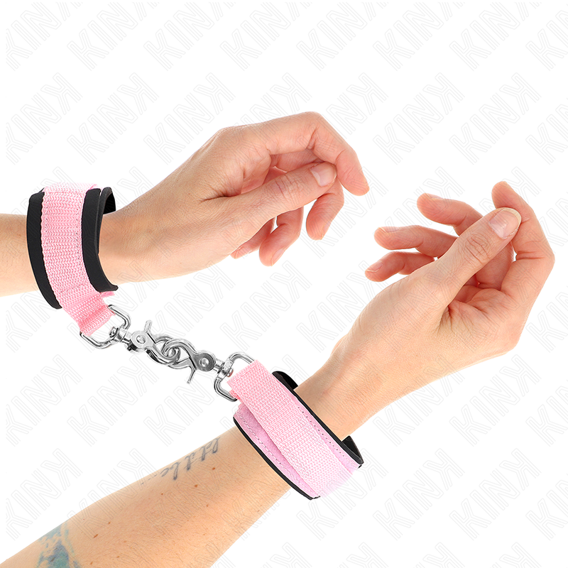 Kink – Verstellbare Neopren-Handhandfesseln Rosa Verstellbar 22-34 Cm