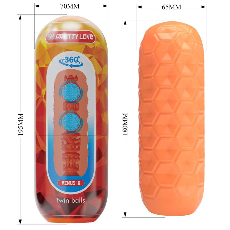Pretty Love – Twin Balls Männlicher Masturbator Orange
